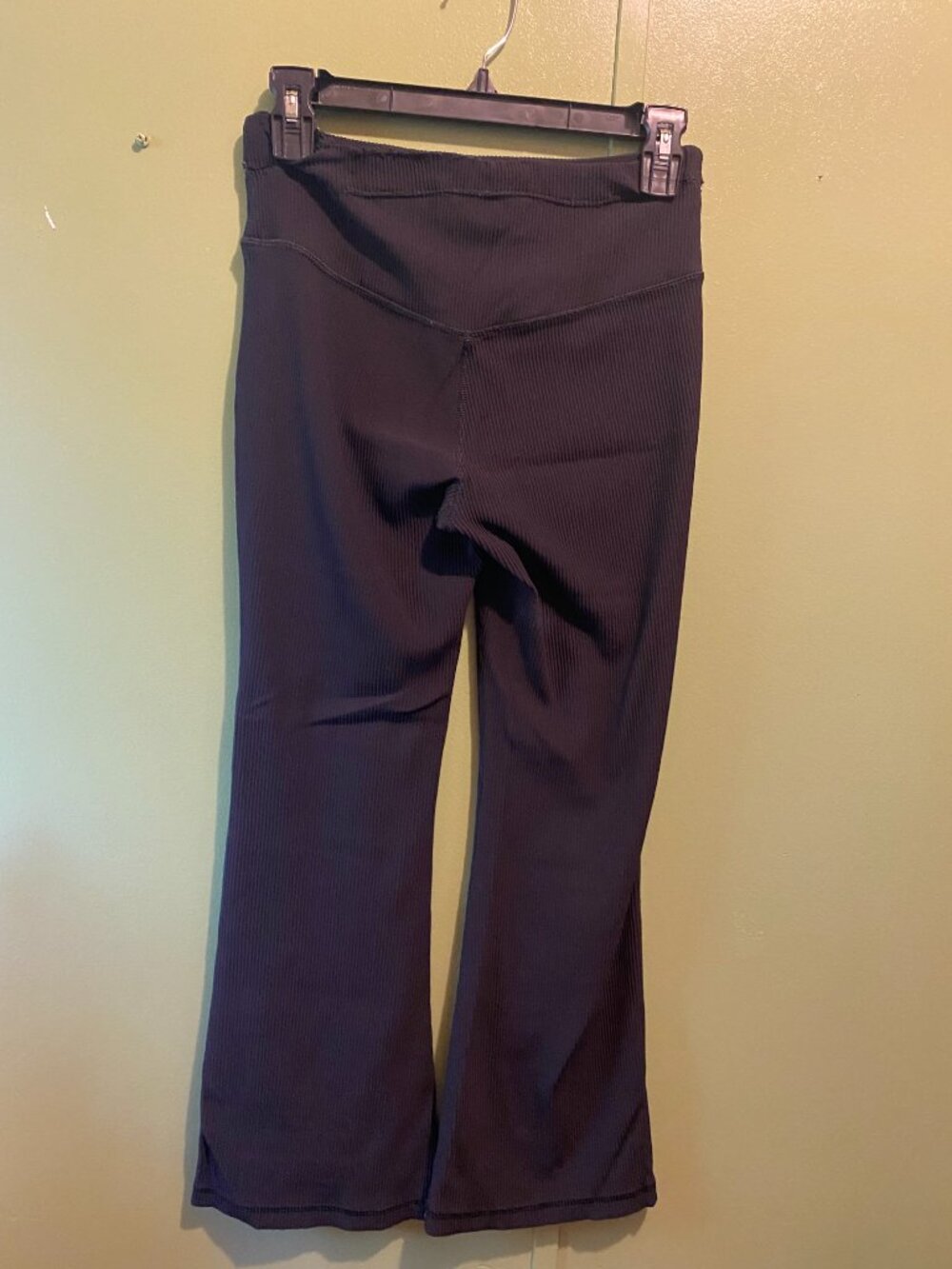 Athleta Elation Rib Flare Pants Black High Rise Ribbed Yoga Women M 163 - Picture 6 of 9